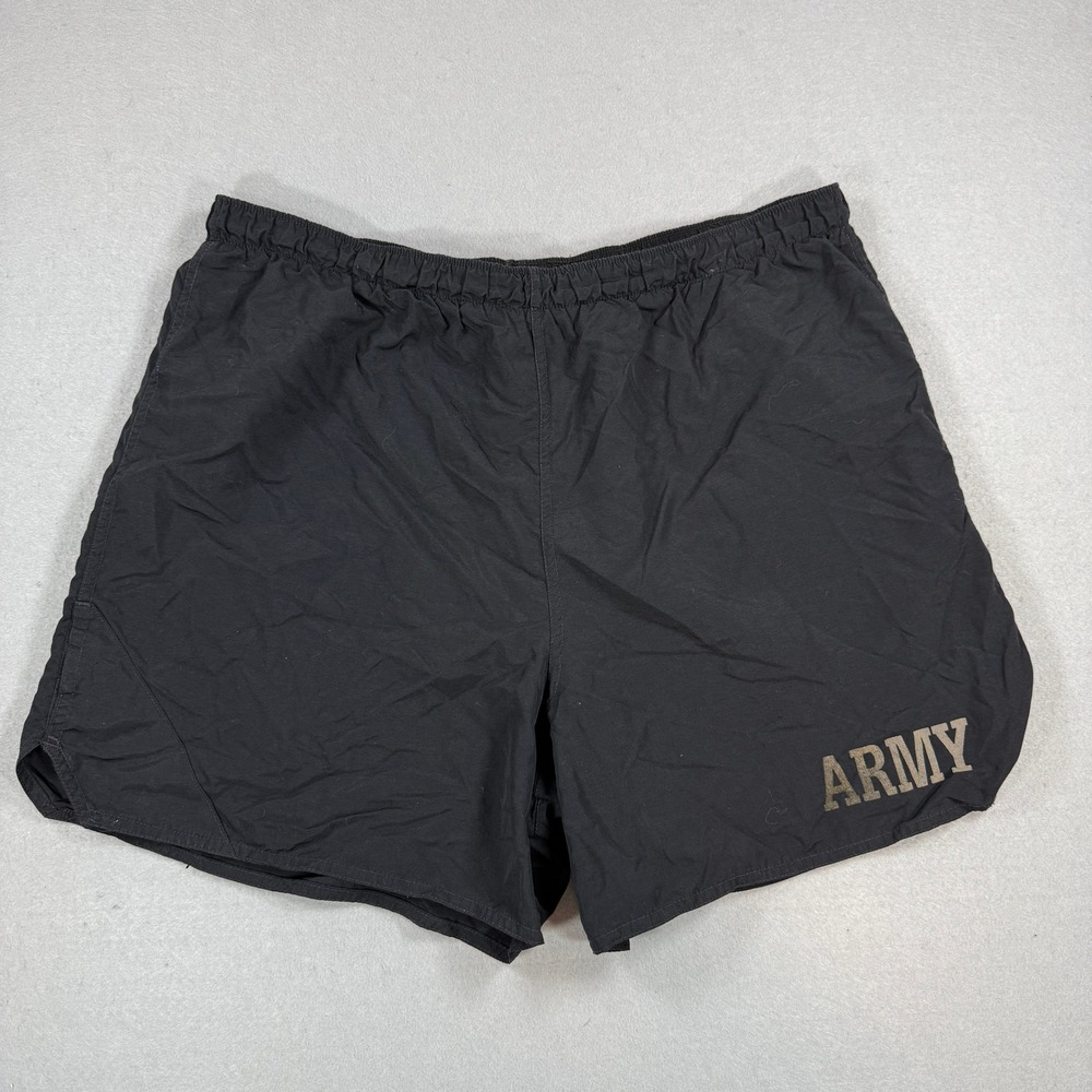 US Army PT Shorts Mens M‎ Black Military Running Athletic Nylon Lined IPFU 2013